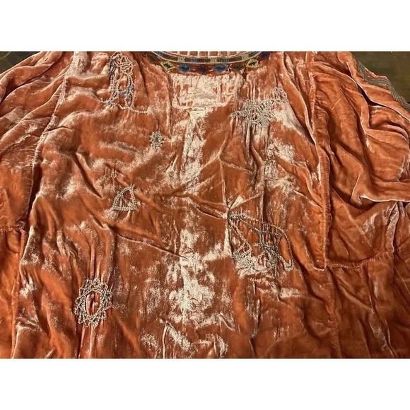 Johnny Was Biya Lyra Orange Velvet Zodiac Embroidered Blouse Tunic Large $345 - Picture 12 of 15